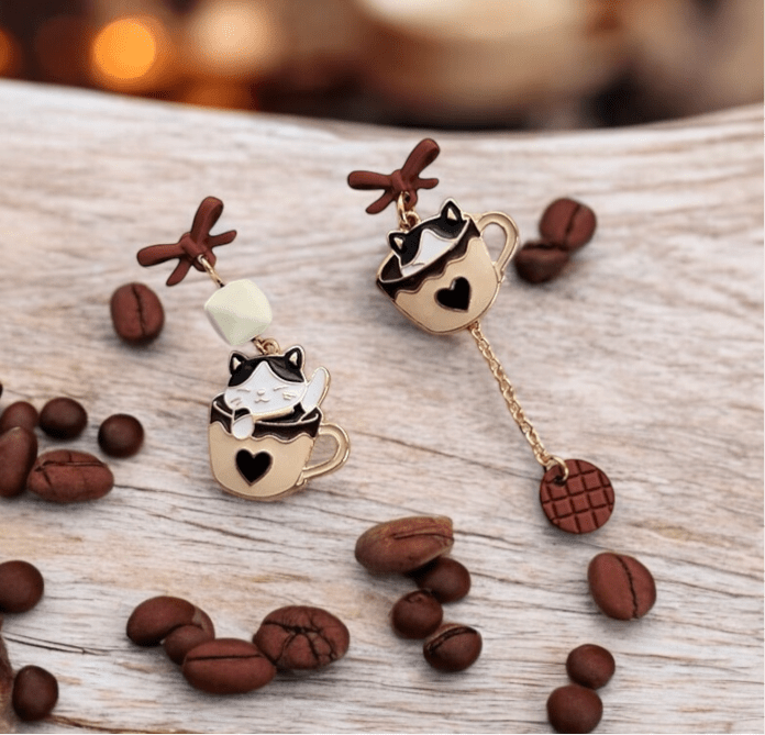Coffee Cat Earrings - SandyKandy