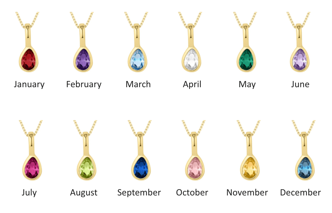 Teardrop Birthstone Necklace - SandyKandy