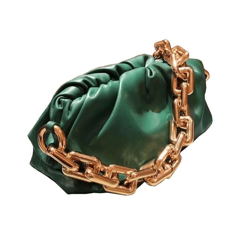 Casual Thick Chain Crease Design Solid Color Shoulder Handle Bag | SandyKandy Limited Co