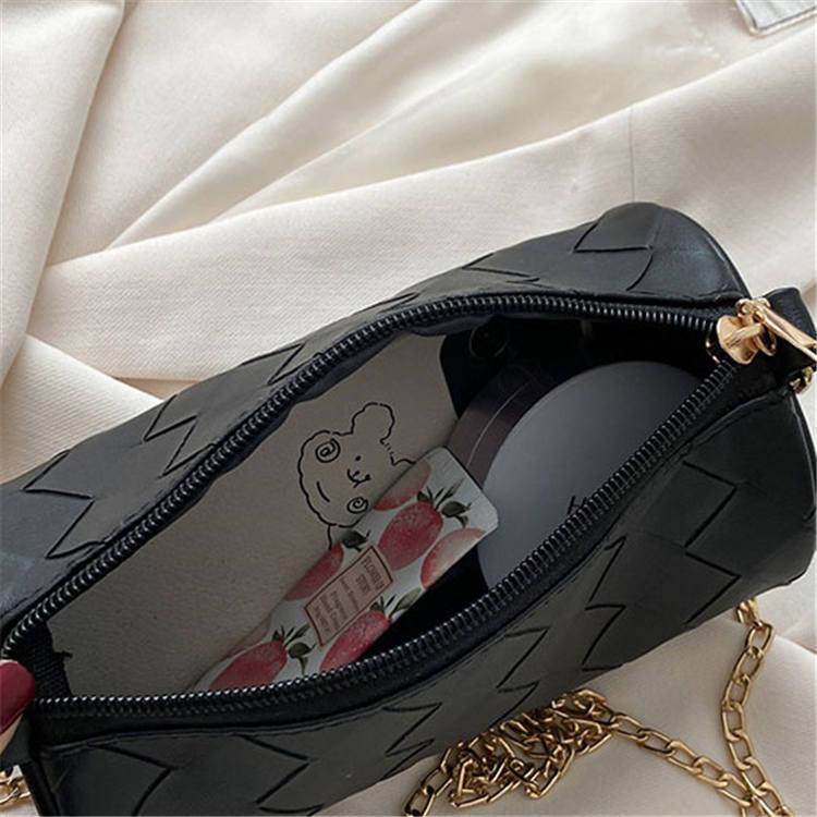 Rhombic Pattern Zipper Cylindrical Crossbody Bag | SandyKandy Limited Co