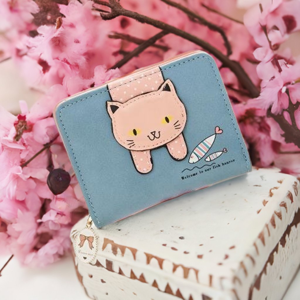 Cartoon Cat Design Zipper Wallet - SandyKandy