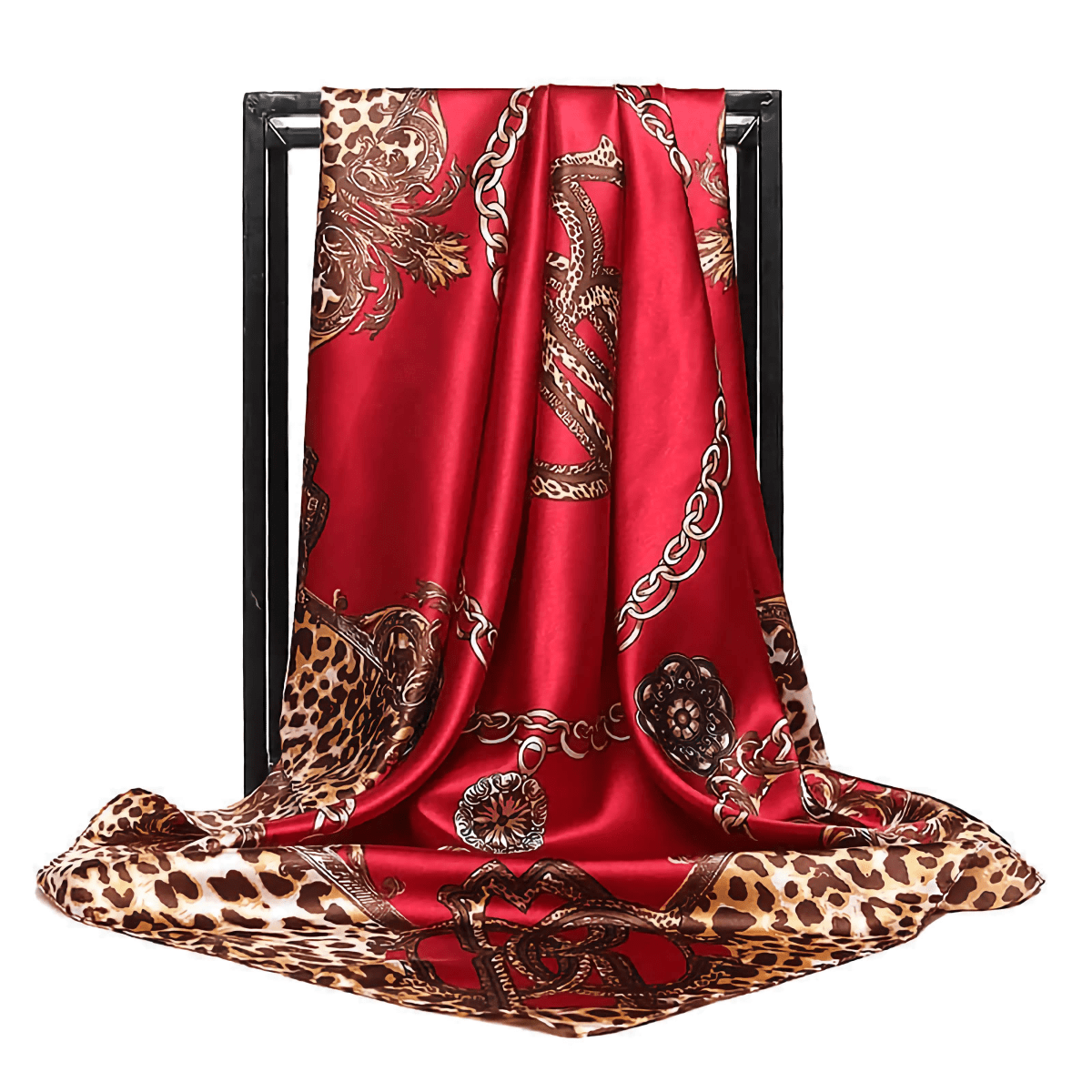 Chain And Leopard Pattern Square Scarf - SandyKandy