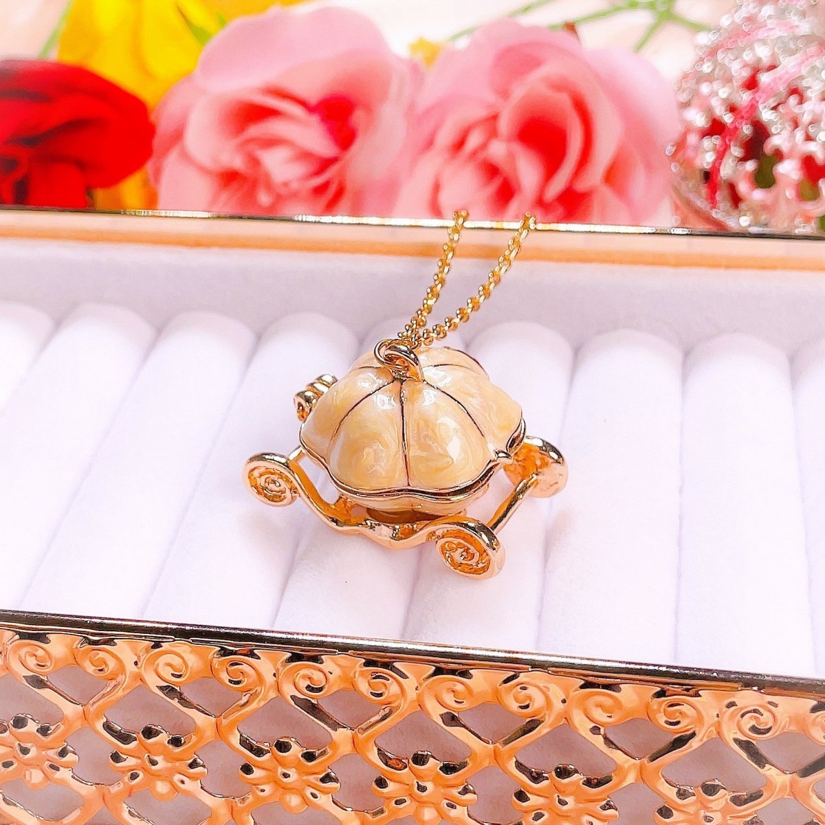 Dream Come True - Pumpkin Carriage Locket Necklace - SandyKandy