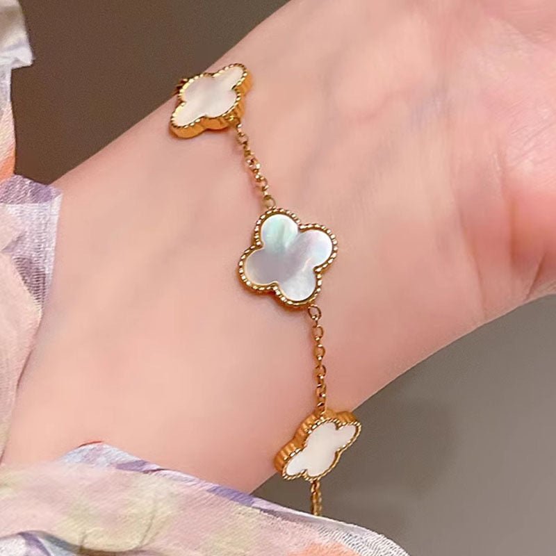 Luck Intention - Pearl Shell Clover Bracelet - SandyKandy