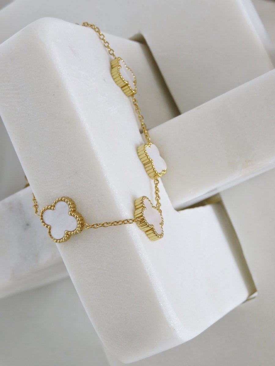 Luck Intention - Pearl Shell Clover Bracelet - SandyKandy
