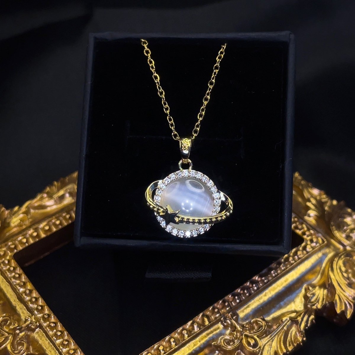 Planet Saturn Opal Necklace - SandyKandy