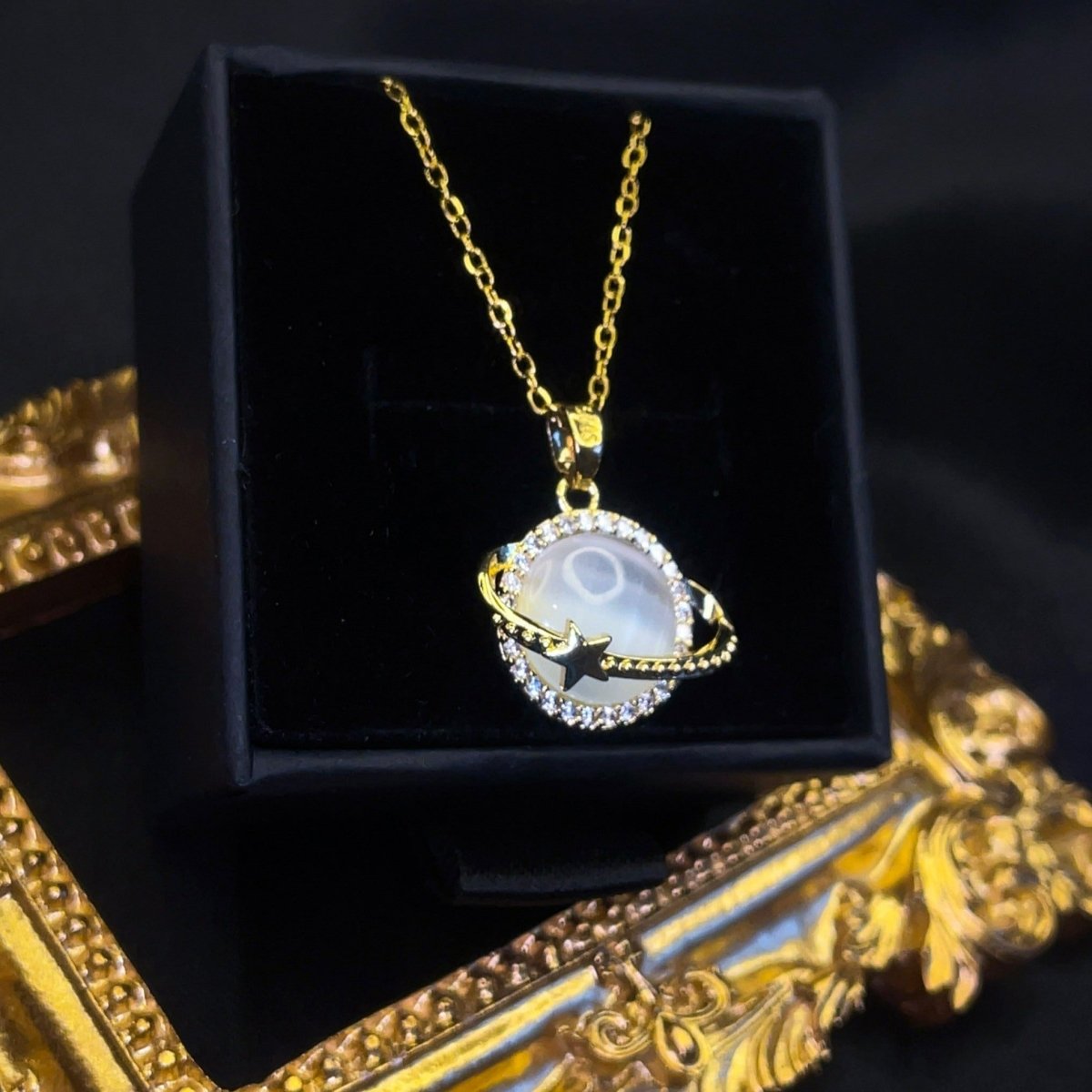 Planet Saturn Opal Necklace - SandyKandy