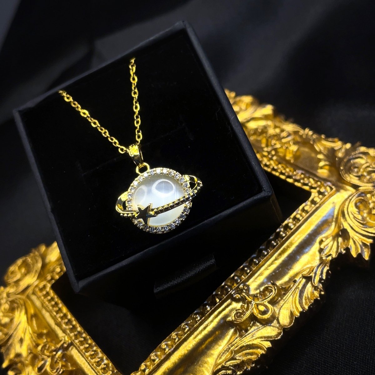 Planet Saturn Opal Necklace - SandyKandy