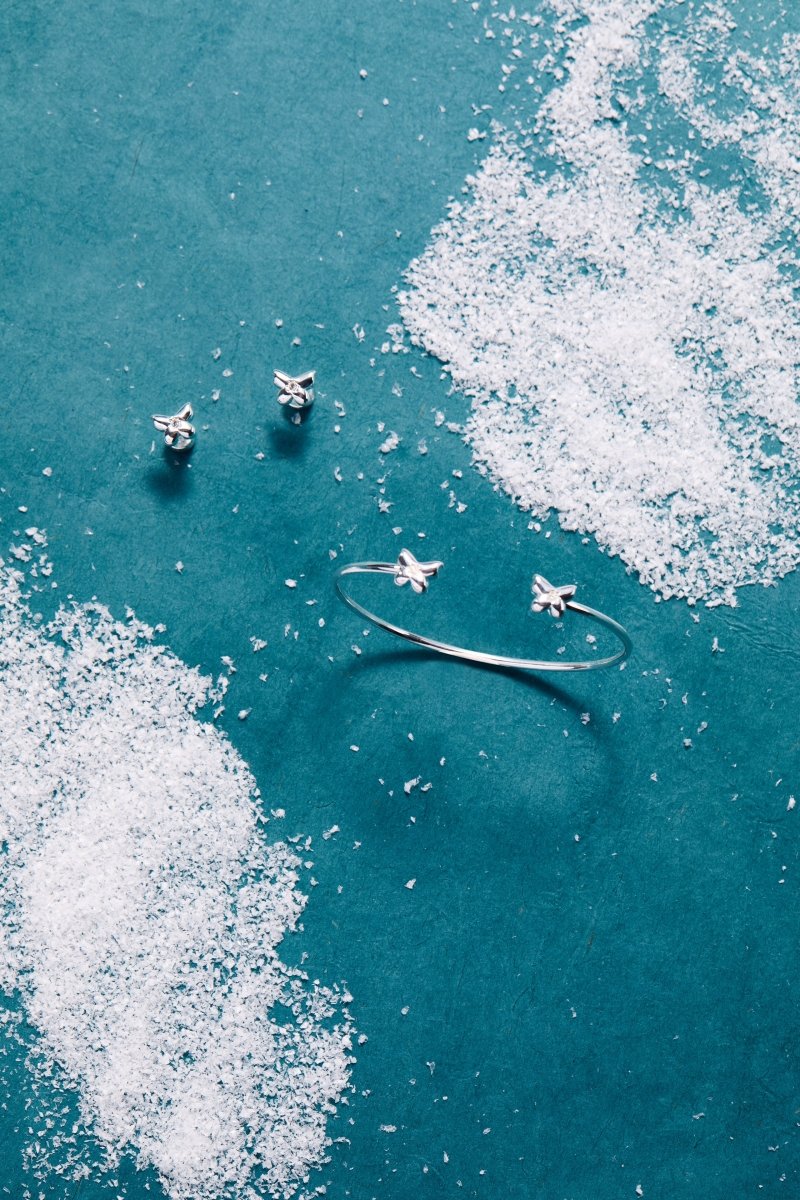 Puffy Butterfly Crystal Flex Cuff Bracelet - SandyKandy