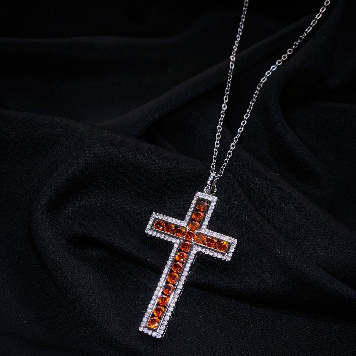 Ruby Red Crystal Cross Necklace - SandyKandy