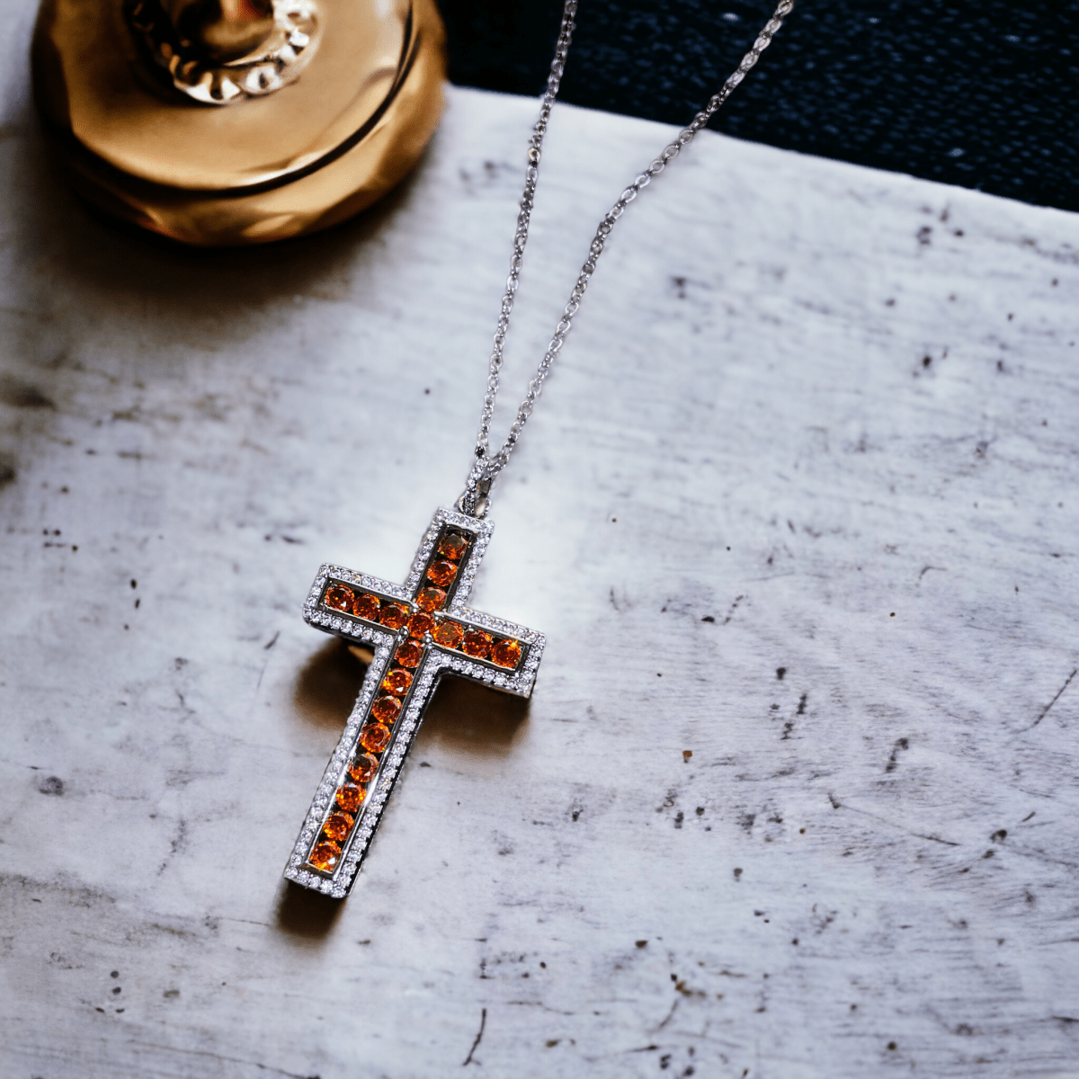 Ruby Red Crystal Cross Necklace - SandyKandy