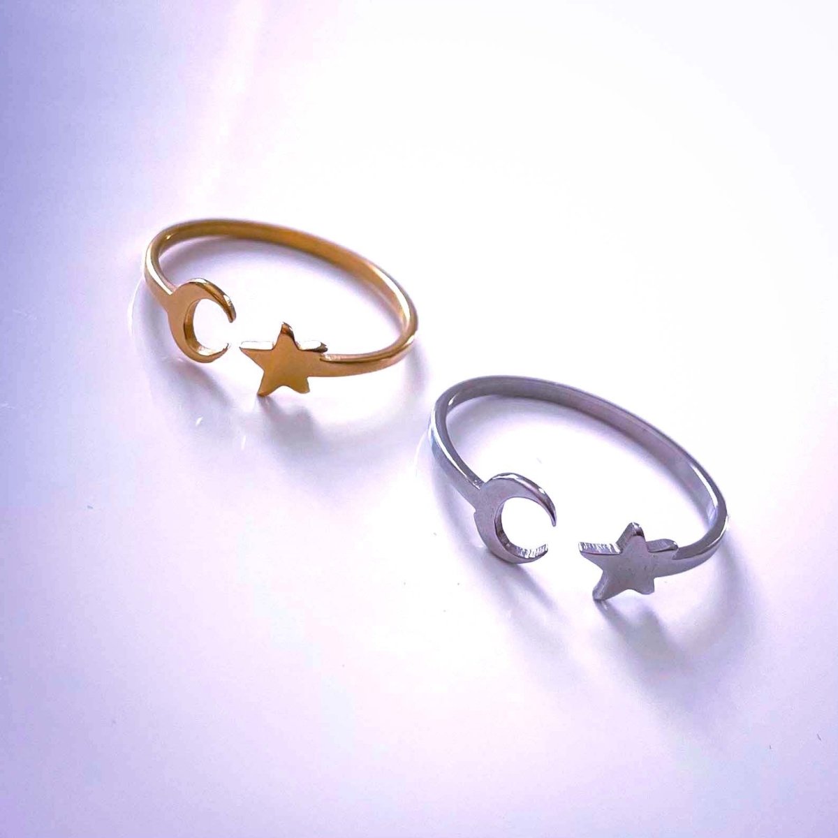 Stainless Steel Moon Star Ring - SandyKandy