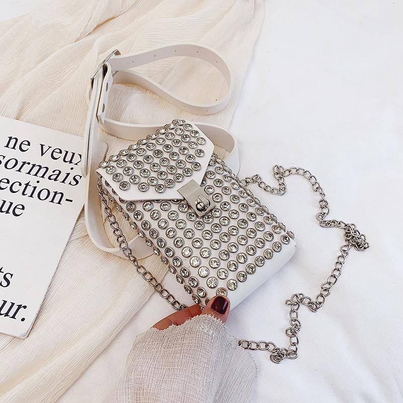 Fashion Rhinestone Mini Crossbody Belt Bag