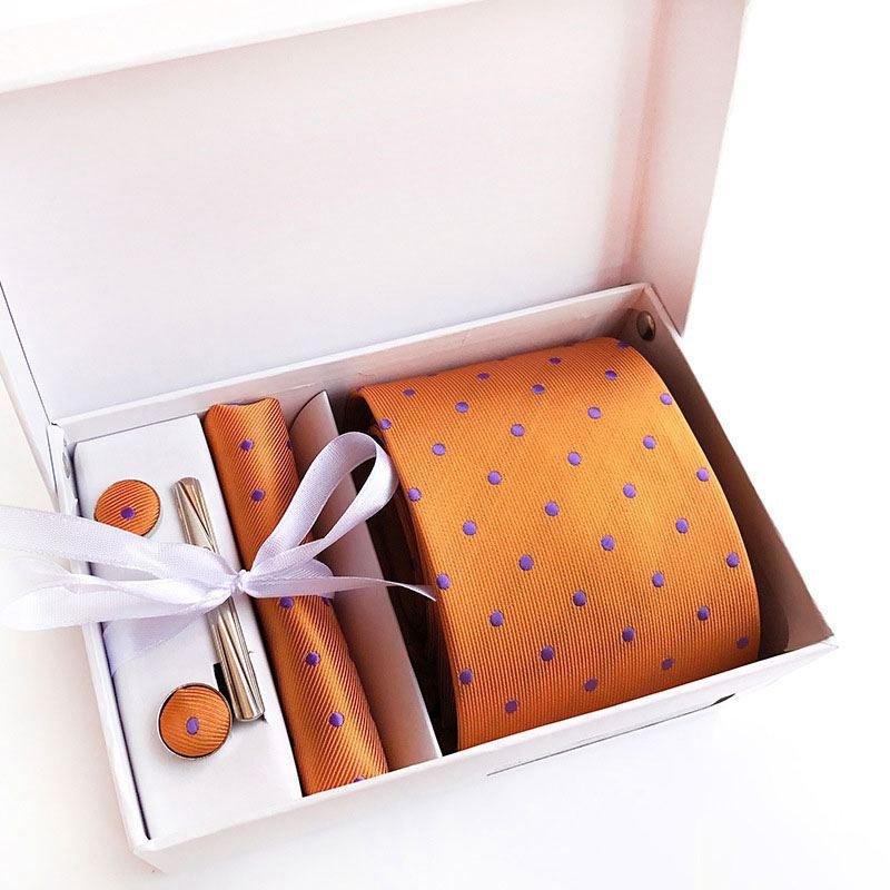 Bright Color Little Dot Pattern 5 Piece Men's Accessory Tie Gift Box Set | SandyKandy Limited Co