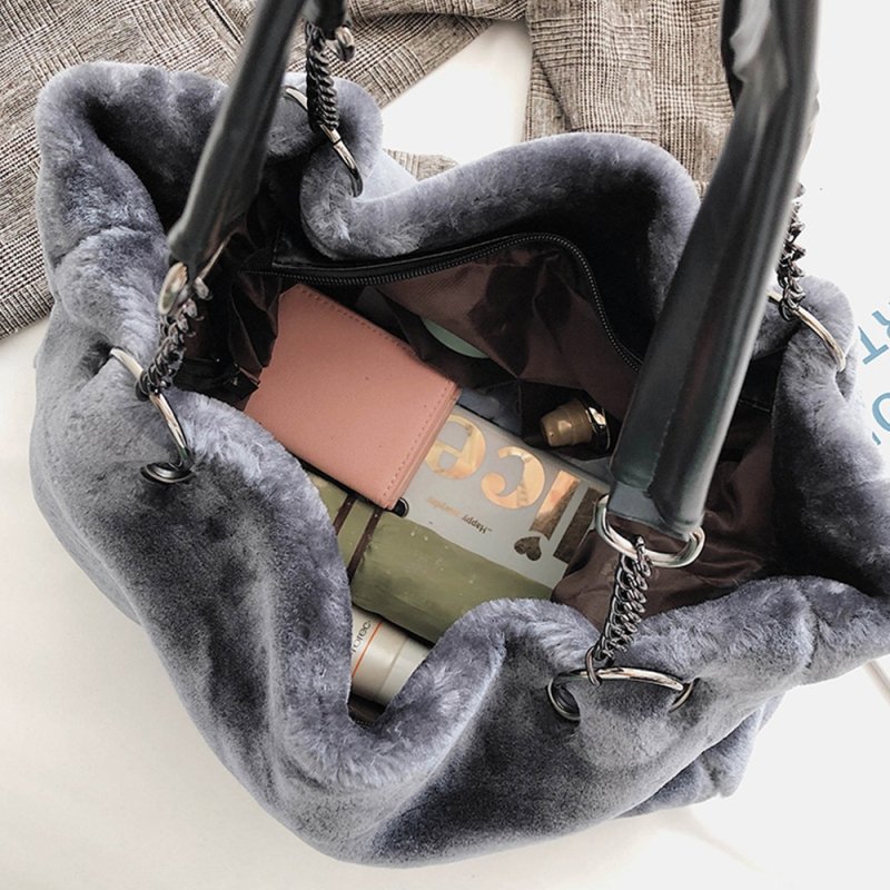 Casual Solid Color Large Capacity Plush Shoulder Bag | SandyKandy Limited Co