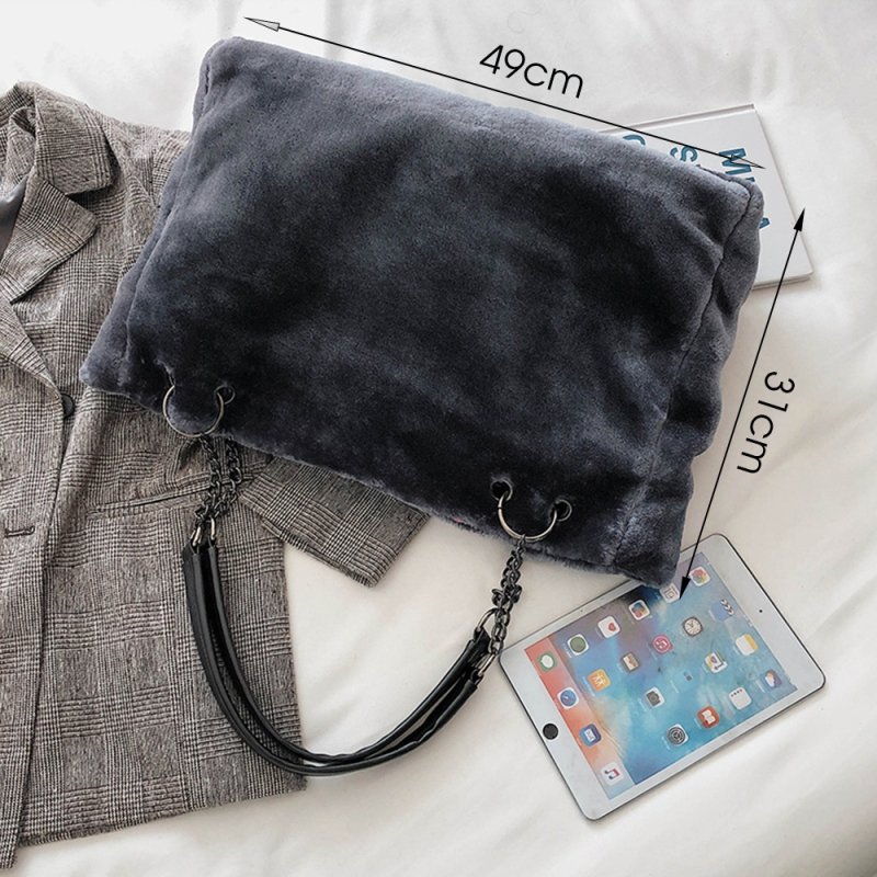 Casual Solid Color Large Capacity Plush Shoulder Bag | SandyKandy Limited Co
