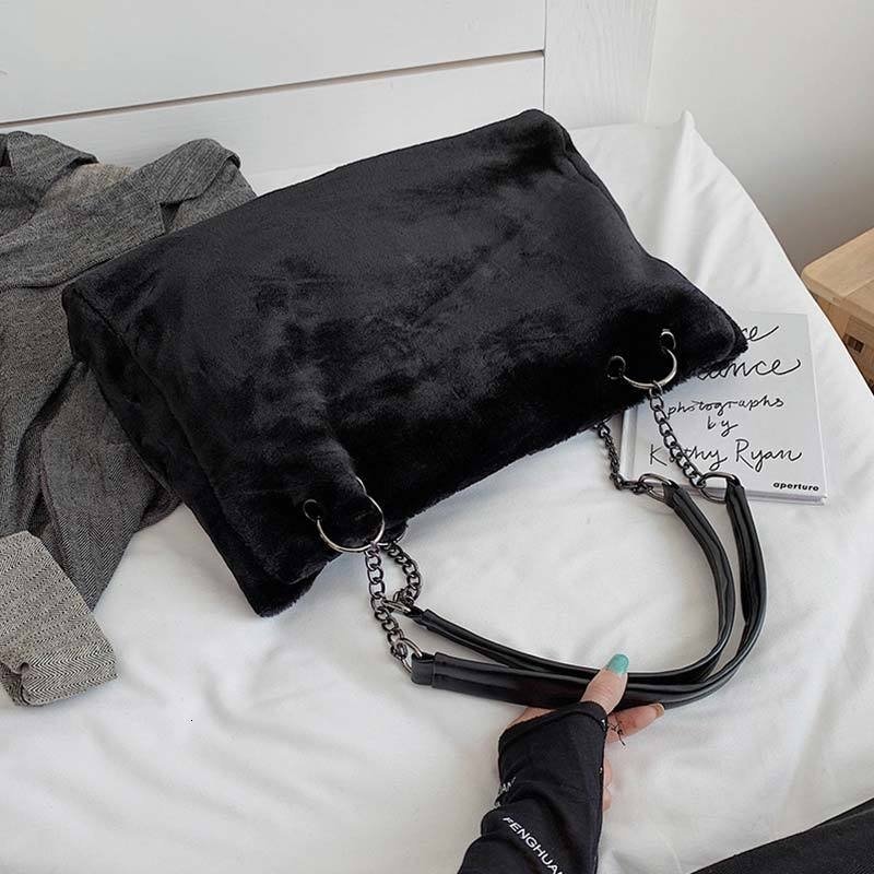 Casual Solid Color Large Capacity Plush Shoulder Bag | SandyKandy Limited Co
