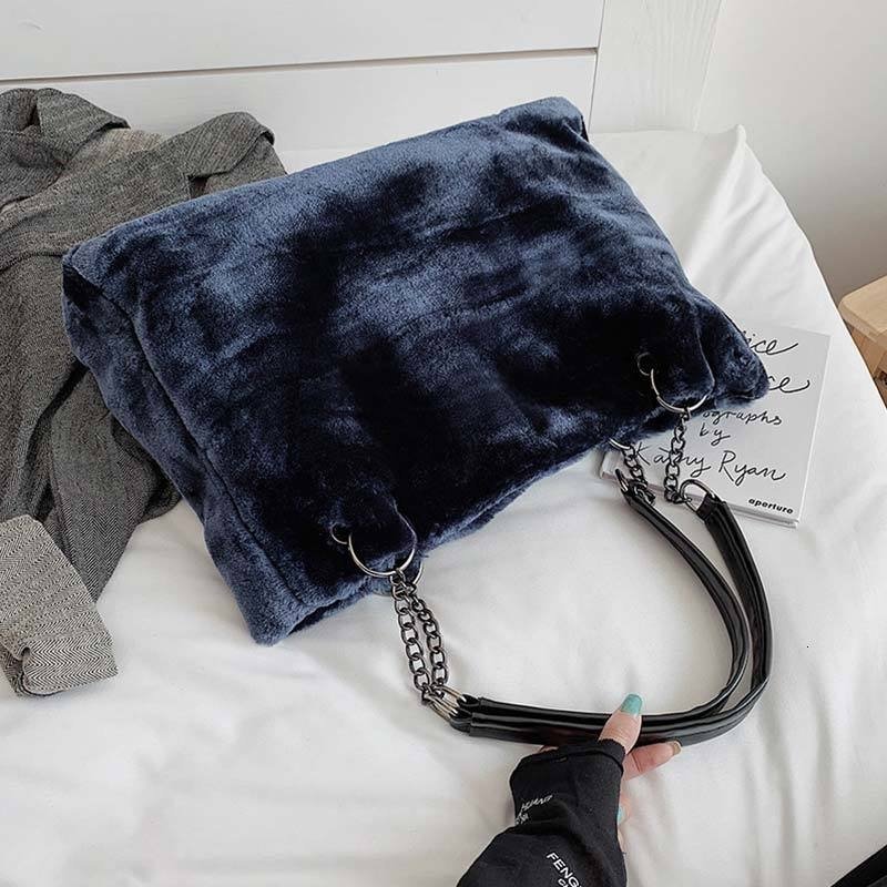 Casual Solid Color Large Capacity Plush Shoulder Bag | SandyKandy Limited Co