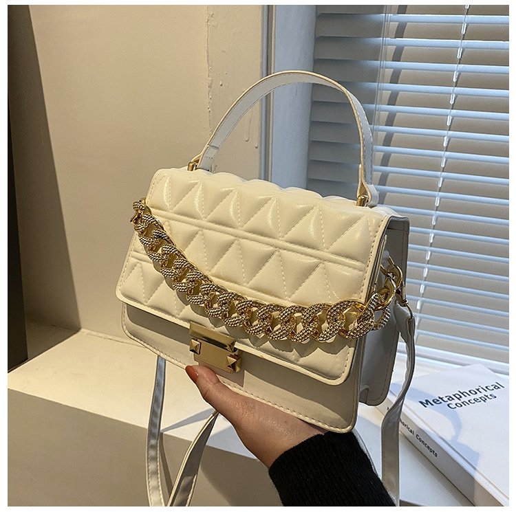 Chain Design Rhombus Embossing Solid Color Crossbody Bag | SandyKandy Limited Co