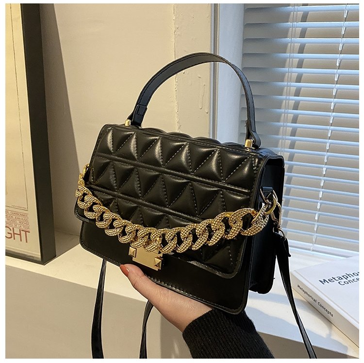 Chain Design Rhombus Embossing Solid Color Crossbody Bag | SandyKandy Limited Co