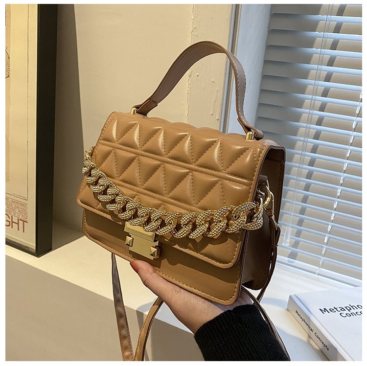 Chain Design Rhombus Embossing Solid Color Crossbody Bag | SandyKandy Limited Co
