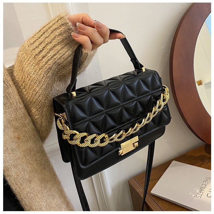 Chain Design Rhombus Embossing Solid Color Crossbody Bag | SandyKandy Limited Co
