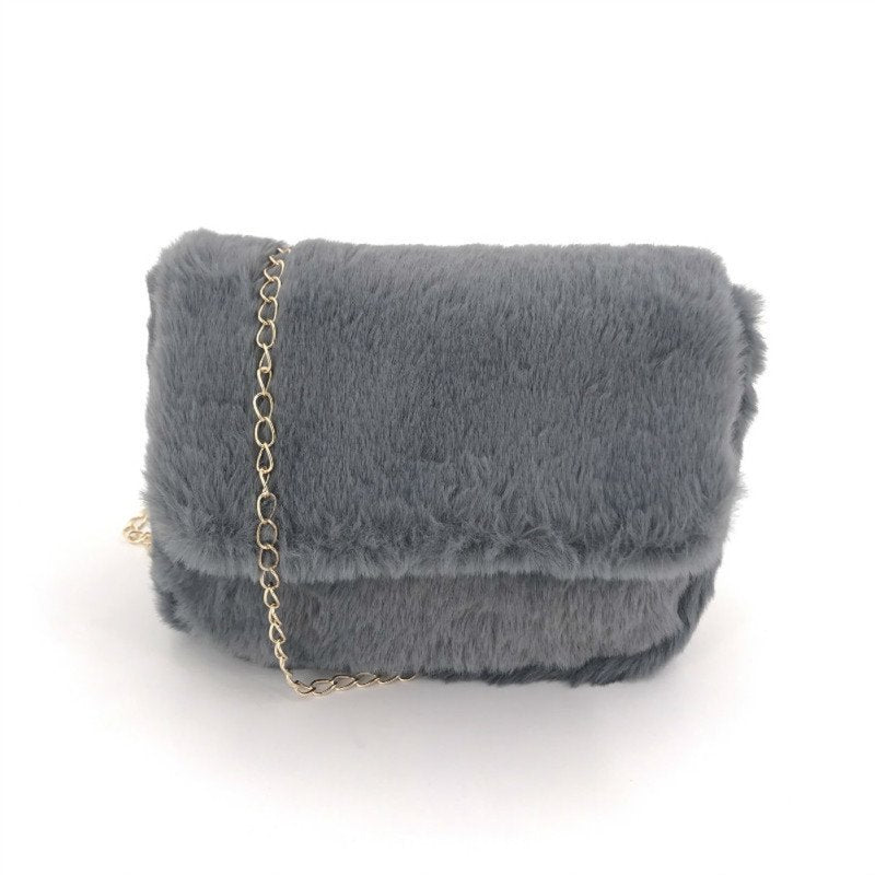 Chic Flap Design Solid Color Plush Crossbody Bag | SandyKandy Limited Co