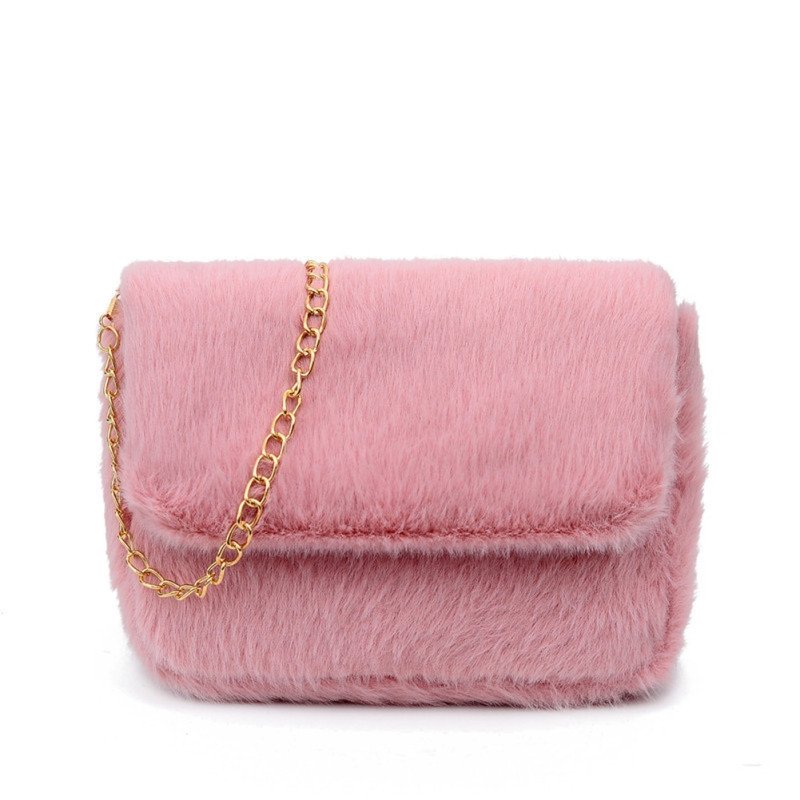 Chic Flap Design Solid Color Plush Crossbody Bag | SandyKandy Limited Co