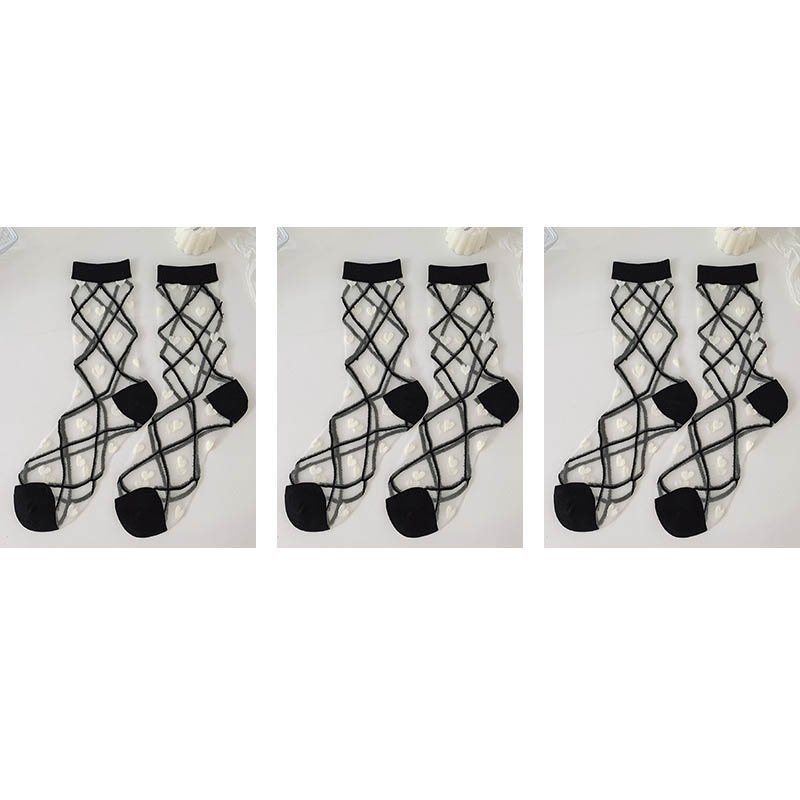 Chic Heart Pattern And Polka Dot Transparent One pair of Socks | SandyKandy Limited Co