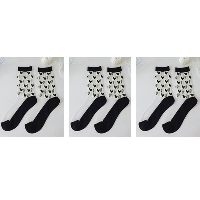 Chic Heart Pattern And Polka Dot Transparent One pair of Socks | SandyKandy Limited Co