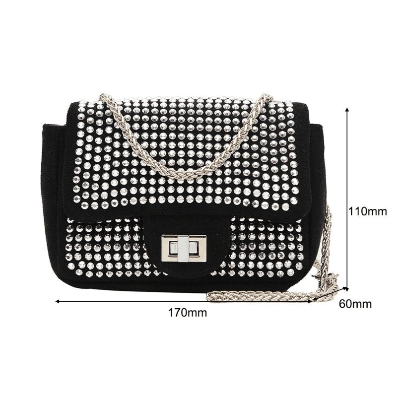 Flap Buckle Design Rhinestone Decorated Nylon Crossbody Bag | SandyKandy Limited Co