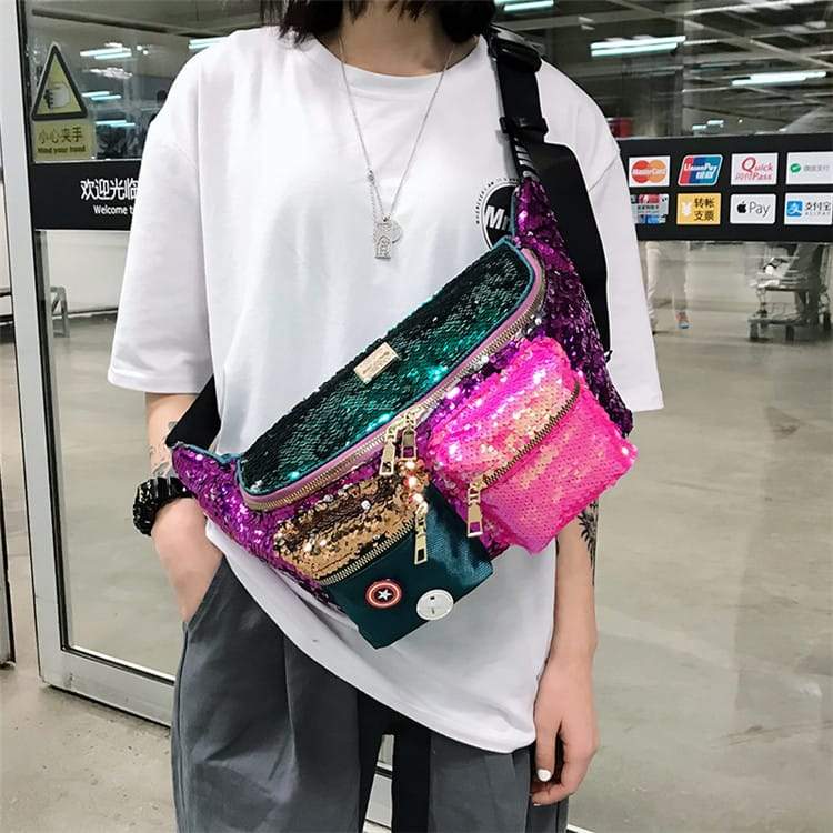 Large Multicolor Sequins Decorative Chest Bag | SandyKandy Limited Co