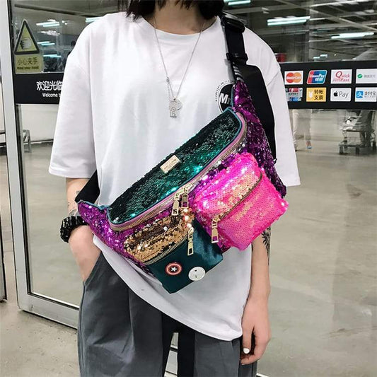 Large Multicolor Sequins Decorative Chest Bag | SandyKandy Limited Co