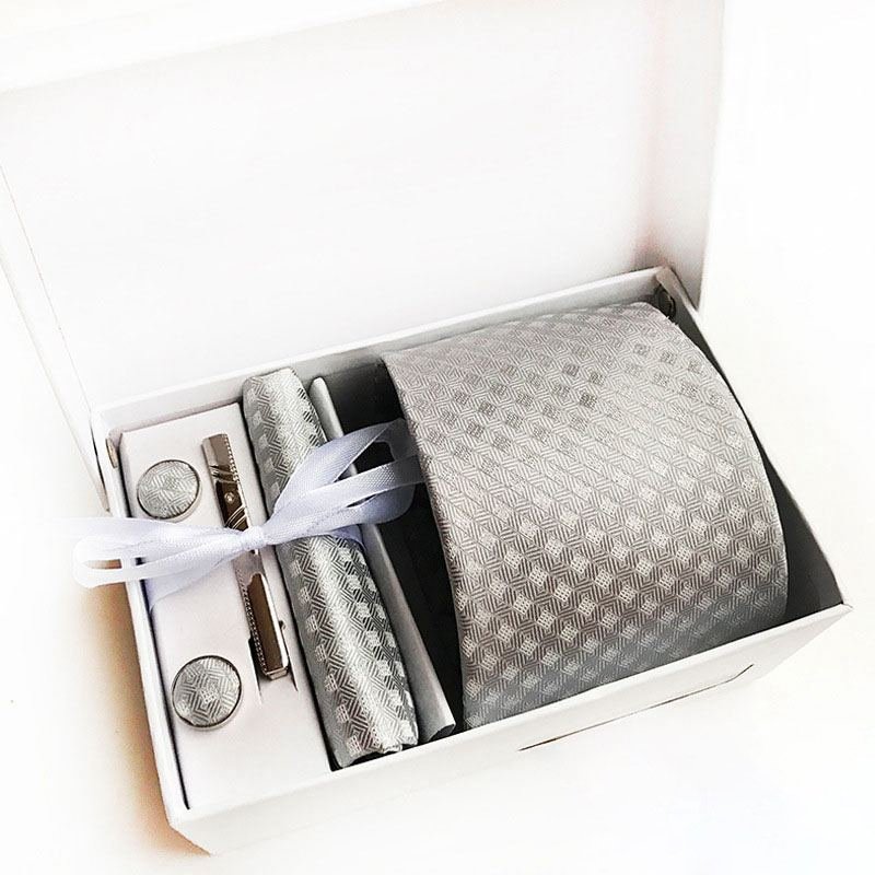 Men Bright Color 8cm Polyester Tie Diamond Pattern Pocket Square Set | SandyKandy Limited Co