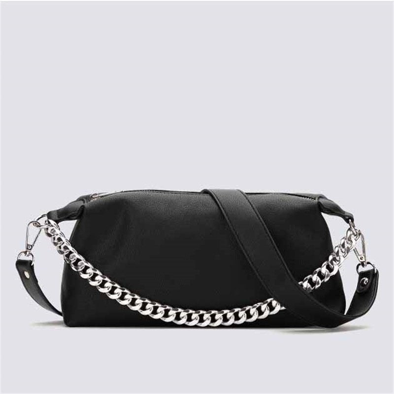 Metal Chain Design Solid Black Crossbody Bag | SandyKandy Limited Co