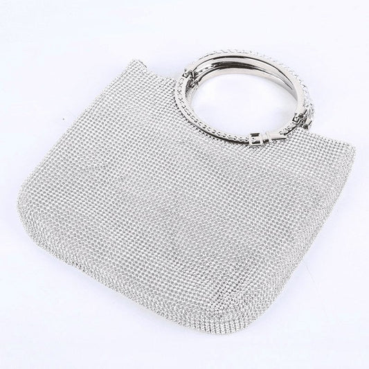 Multi Rhinestone Inlay Solid Color Shoulder Handle Evening Bag | SandyKandy Limited Co