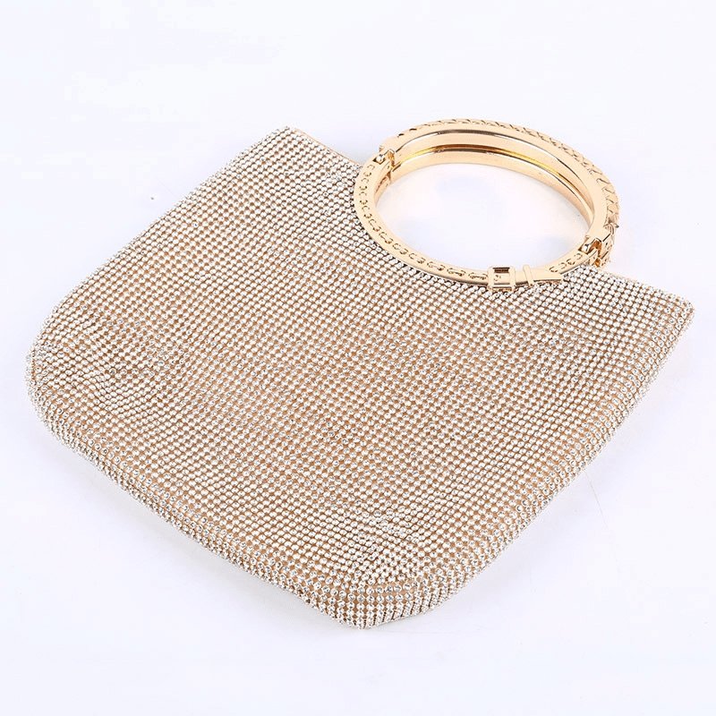 Multi Rhinestone Inlay Solid Color Shoulder Handle Evening Bag | SandyKandy Limited Co