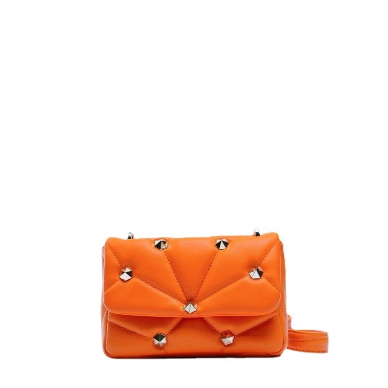 Rivet Decorative Flap Buckle Design Solid Color Crossbody Bag | SandyKandy Limited Co