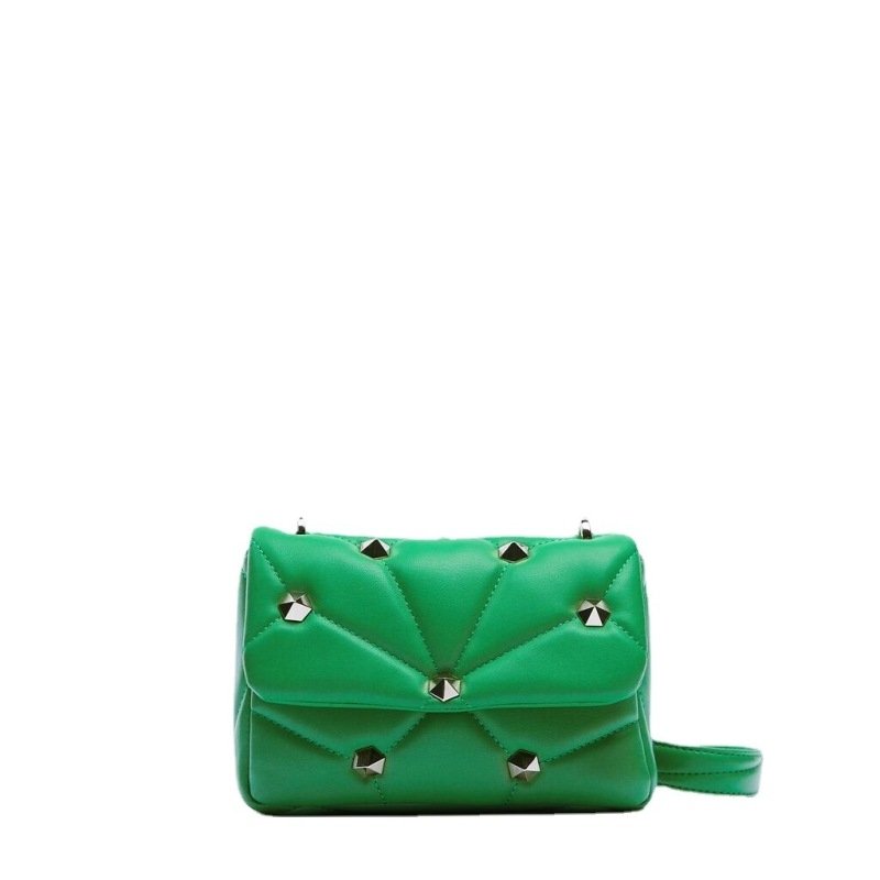 Rivet Decorative Flap Buckle Design Solid Color Crossbody Bag | SandyKandy Limited Co