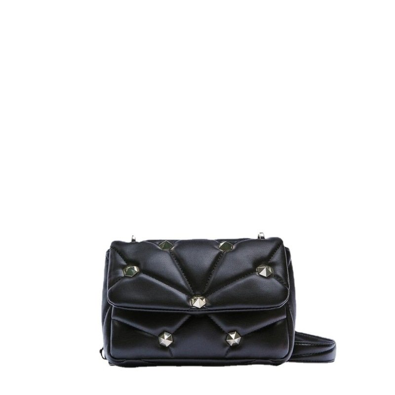 Rivet Decorative Flap Buckle Design Solid Color Crossbody Bag | SandyKandy Limited Co