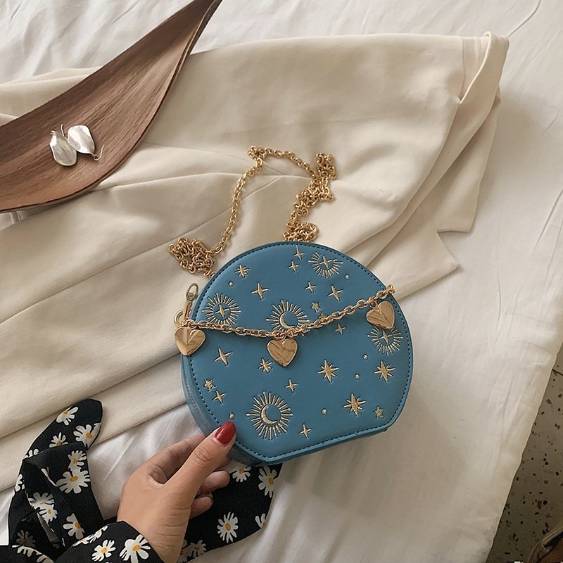 Round Bag Chain Fashion Astrology Embroidery Shoulder Crossbody Bag | SandyKandy Limited Co