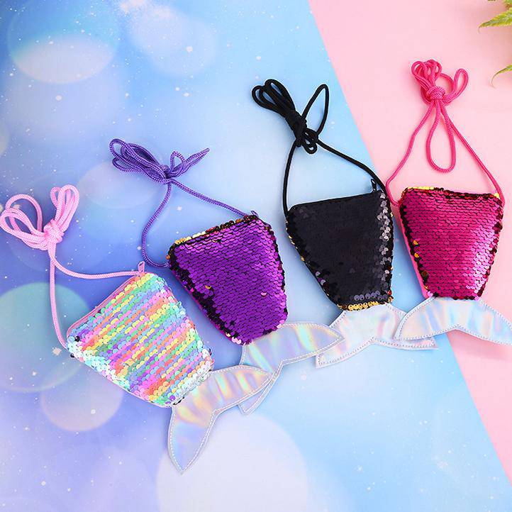 Sequins Decor Fishtail Shape Mini Crossbody Bag | SandyKandy Limited Co
