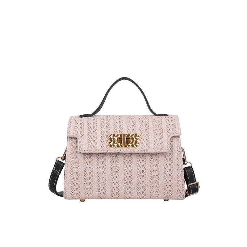 Vintage Flap Buckle Design Straw Crossbody Bag | SandyKandy Limited Co