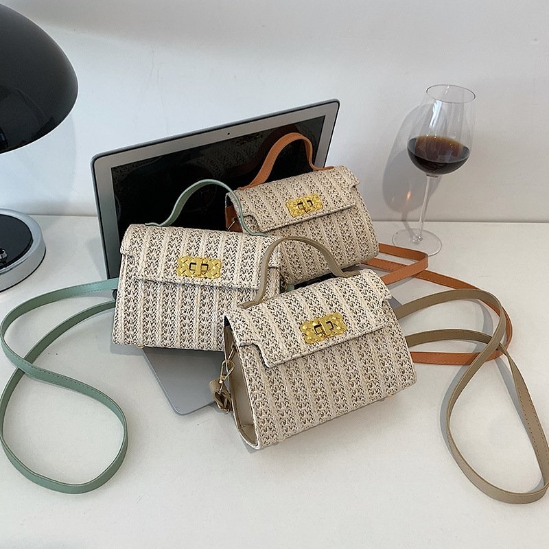 Vintage Flap Buckle Design Straw Crossbody Bag | SandyKandy Limited Co