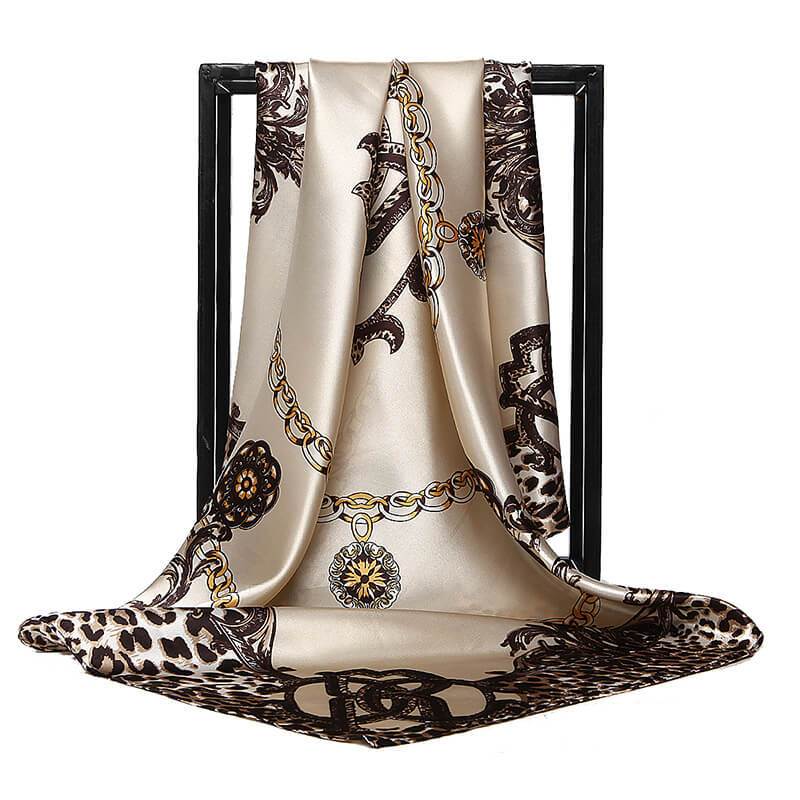 Women's Fashion Chain And Leopard Pattern Square Scarf | SandyKandy Limited Co